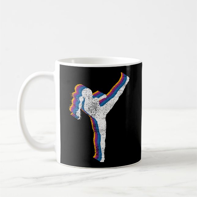 Kickboxing Girl Vintage Kickboxer Gift Coffee Mug (Left)