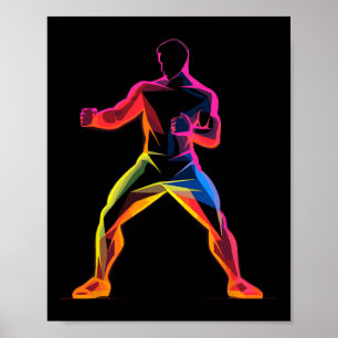 Kickboxing Guy Cartoon Style Kickboxer Savate  Poster