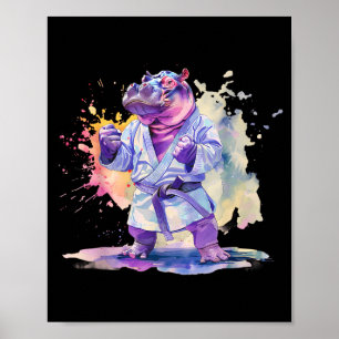 Kickboxing Hippo Martial Arts Karate Jiu-Jitsu MMA Poster
