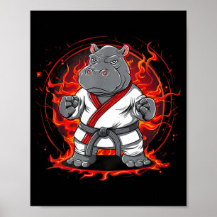 Kickboxing Hippo Taekwondo Karate MMA Funny Poster