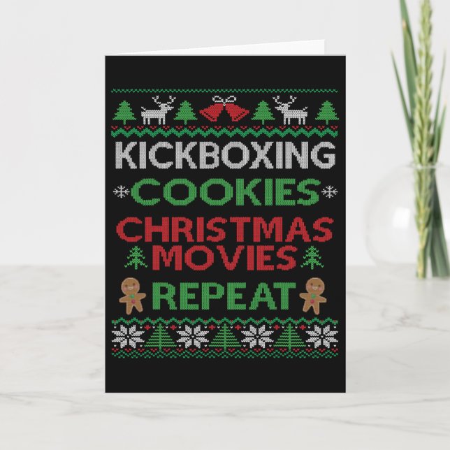 Kickboxing Instructor Gift Kickboxer Ugly Christma Card (Front)