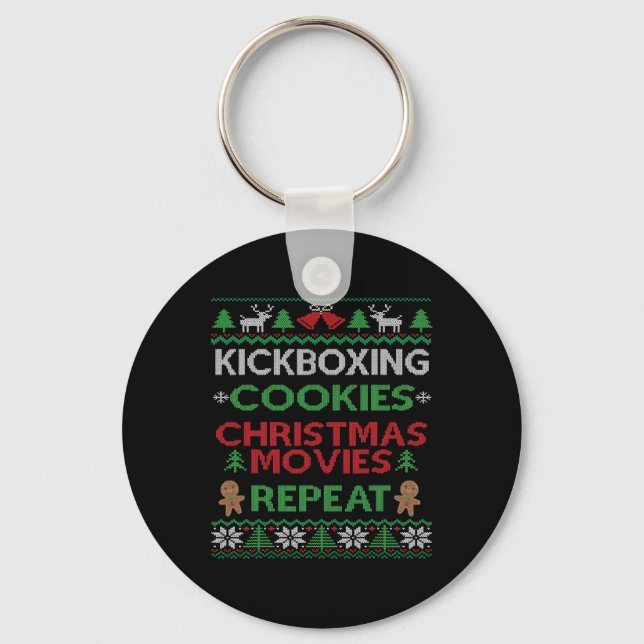 Kickboxing Instructor Gift Kickboxer Ugly Christma Keychain (Front)