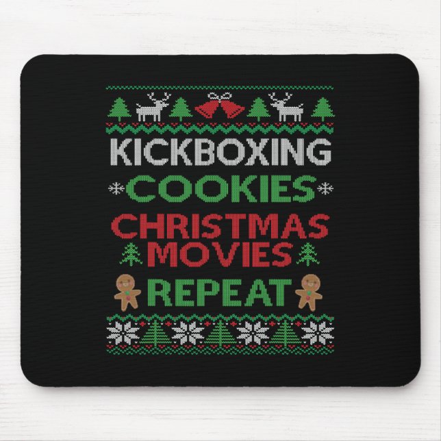 Kickboxing Instructor Gift Kickboxer Ugly Christma Mouse Pad (Front)