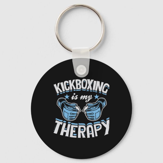 Kickboxing Is My Therapy Funny Boxing Karate Marti Keychain (Front)