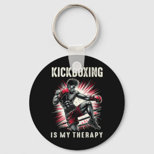 Kickboxing Is My Therapy Funny Martial Arts Kickbo Keychain