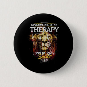 Kickboxing Is My Therapy Jesus My Savior Mma Fight 2 Inch Round Button