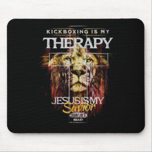 Kickboxing Is My Therapy Jesus My Savior Mma Fight Mouse Pad