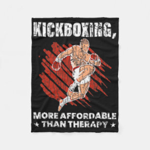 Kickboxing Is Therapy Funny Kick Boxer Boxing Grap Fleece Blanket
