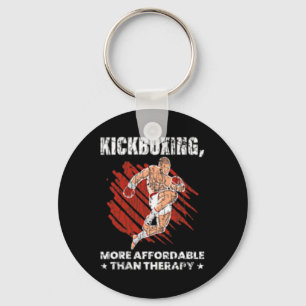 Kickboxing Is Therapy Funny Kick Boxer Boxing Grap Keychain