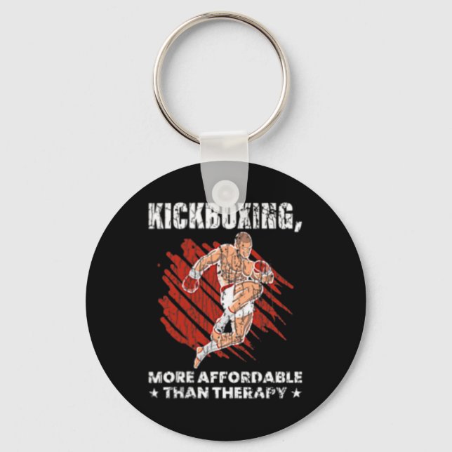 Kickboxing Is Therapy Funny Kick Boxer Boxing Grap Keychain (Front)