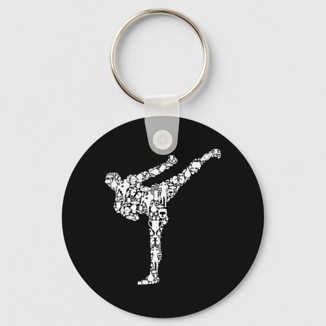 Kickboxing Kickboxer Karate Boys Kids Men Long Keychain (Front)
