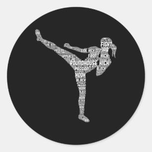 Kickboxing Kickboxer Karate Girls Women Kids 1  Classic Round Sticker