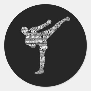 Kickboxing Kickboxer Taekwondo Karate Children Boy Classic Round Sticker