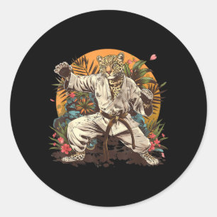 Kickboxing Leopard Martial Arts Karate Jiu-Jitsu Classic Round Sticker