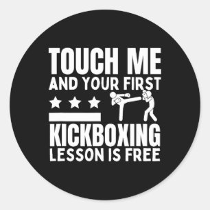 Kickboxing Lesson For Free Coach Funny Kickboxer Classic Round Sticker