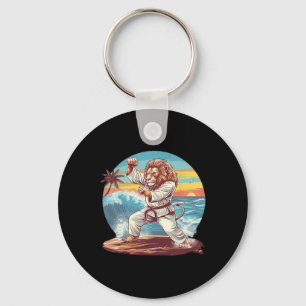 Kickboxing Lion Beach Sunset Jiu-jitsu Taekwondo L Keychain