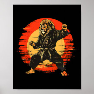 Kickboxing Lion Taekwondo Mma Judo Artwork Martial Poster
