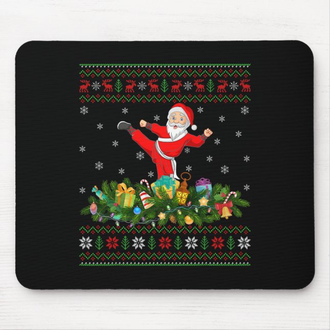 Kickboxing Martial Art Lover Xmas Ugly Kickboxing  Mouse Pad (Front)
