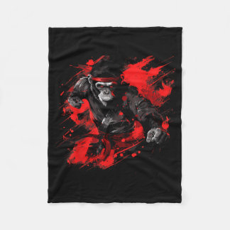Kickboxing Monkey Martial Arts Judo Taekwondo Fleece Blanket
