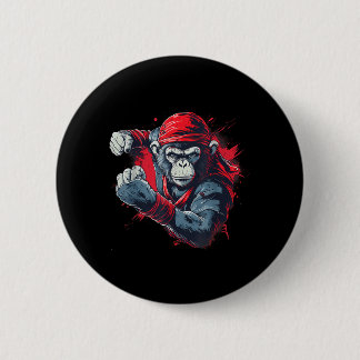 Kickboxing Monkey Martial Arts Taekwondo Jiu-Jitsu 2 Inch Round Button