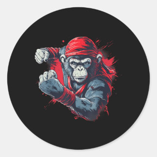 Kickboxing Monkey Martial Arts Taekwondo Jiu-Jitsu Classic Round Sticker