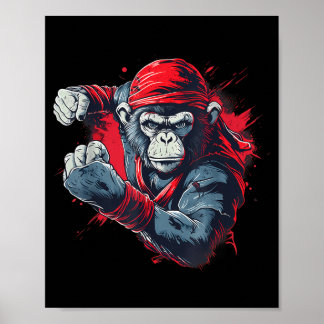 Kickboxing Monkey Martial Arts Taekwondo Jiu-Jitsu Poster