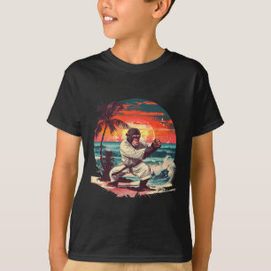 Kickboxing Monkey Tropical Sunset Taekwondo Monkey T-Shirt