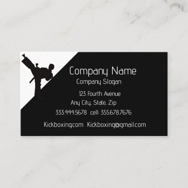 Kickboxing ou Martial Art Sport Carte de visite (Devant)