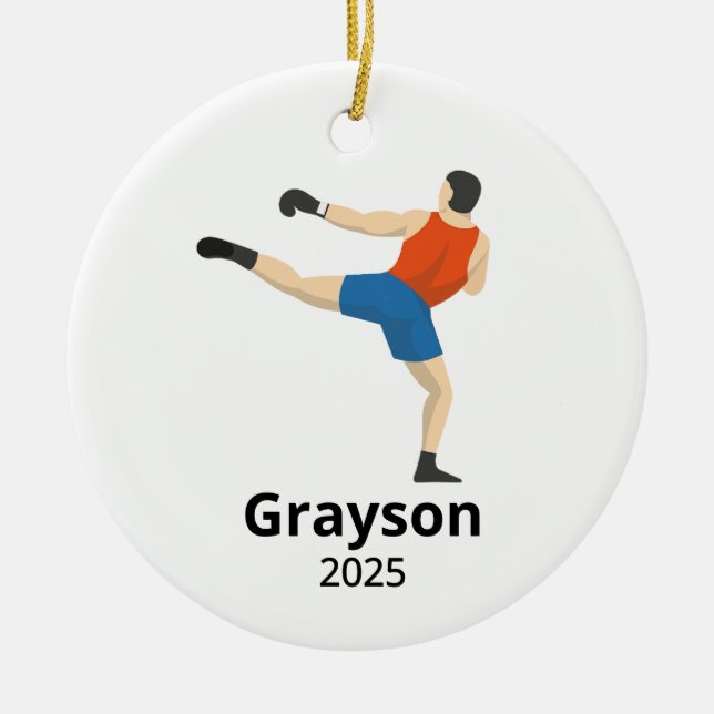 Kickboxing personnalisé ornement en céramique de N (Devant)