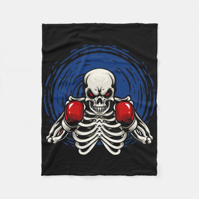Kickboxing Skeleton Funny Kickboxer Boxing _1  Fleece Blanket (Front)