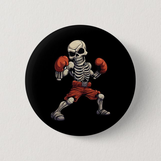 Kickboxing Skeleton Funny Kickboxer Boxing  2 Inch Round Button (Front)