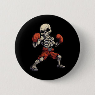 Kickboxing Skeleton Funny Kickboxer Boxing  2 Inch Round Button