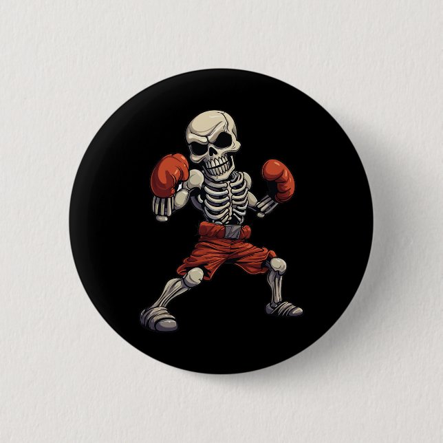 Kickboxing Skeleton Funny Kickboxer Boxing  2 Inch Round Button (Front)