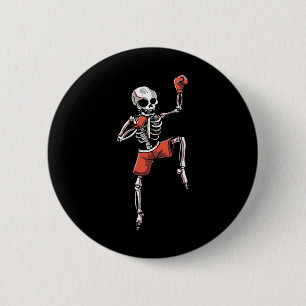 Kickboxing Skeleton Kickboxer Martial Arts Hallowe 2 Inch Round Button