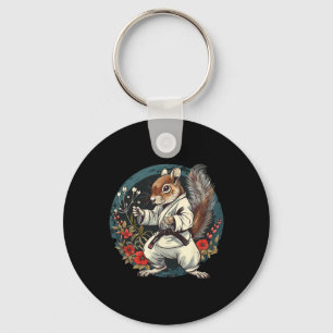 Kickboxing Squirrel Floral Judo Squirrel Lover Kar Keychain