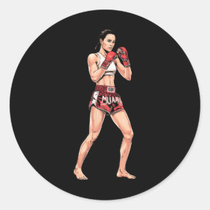 Kickboxing Stance Thai Boxing A Muay Thai Fighter  Classic Round Sticker