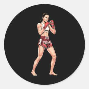 Kickboxing Stance Thai Boxing A Muay Thai Fighter  Classic Round Sticker