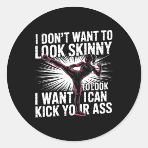 Kickboxing Strong Women Fitness Motivation  Classic Round Sticker
