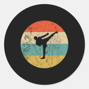 Kickboxing Sunset Mma Kickboxing Karate Teacher Ki Classic Round Sticker
