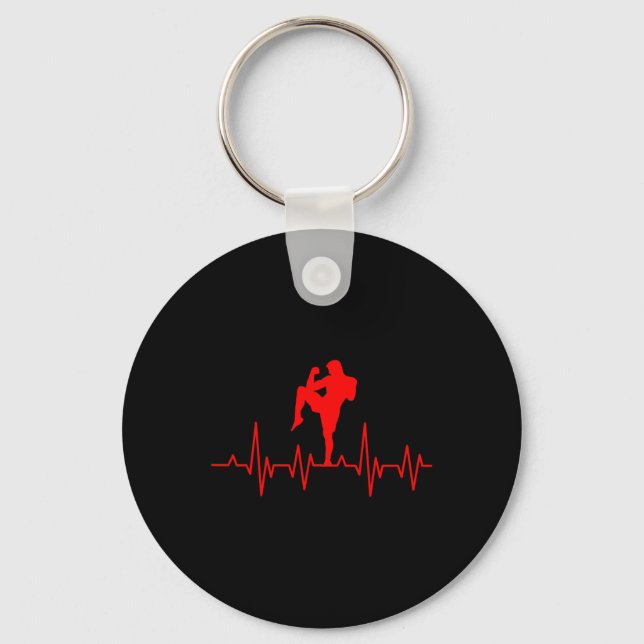 Kickboxing Thai Boxing Heartbeat Muay Thai  Keychain (Front)