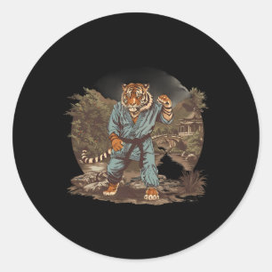 Kickboxing Tiger Pagoda Temple Martial Arts Karate Classic Round Sticker