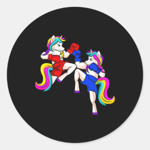 Kickboxing Unicorn Kickboxer Mma Classic Round Sticker