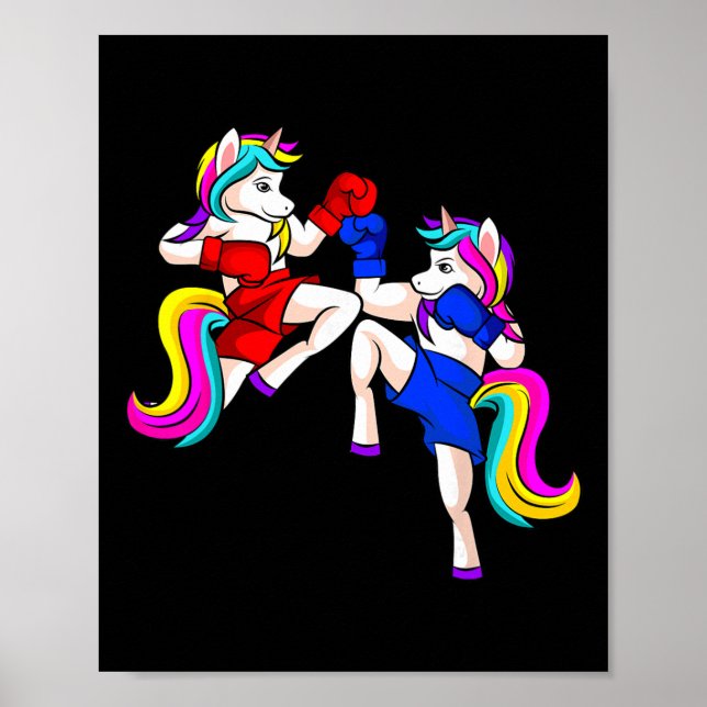 Kickboxing Unicorn Kickboxer Mma  Poster (Front)