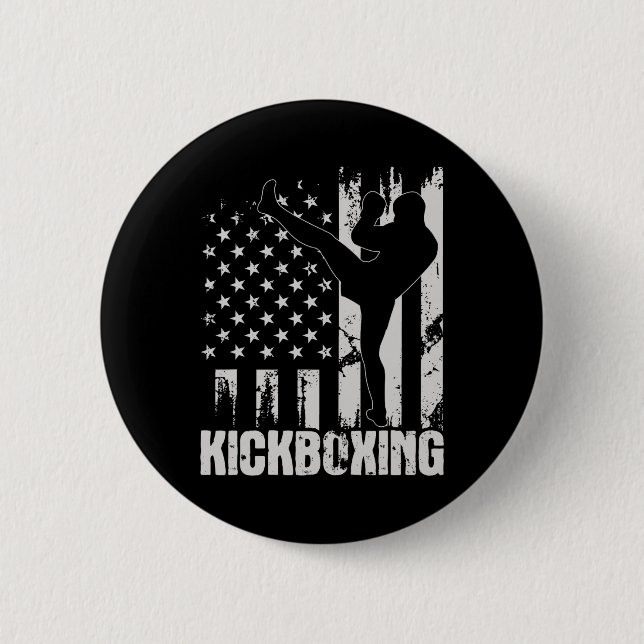 Kickboxing - Usa American Flag Kickboxer Combyt Se 2 Inch Round Button (Front)