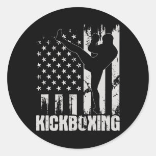 Kickboxing - Usa American Flag Kickboxer Combyt Se Classic Round Sticker