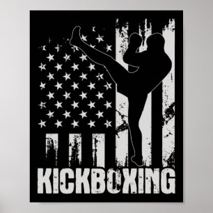 Kickboxing - Usa American Flag Kickboxer Combyt Se Poster