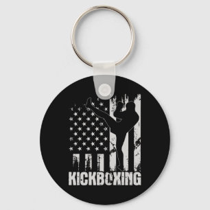 Kickboxing - Usa American Flag Kickboxer Comt Self Keychain
