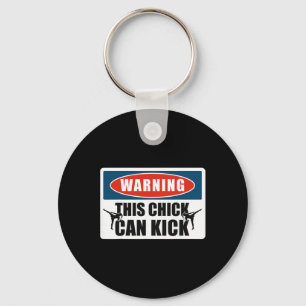 Kickboxing Vintage Warning This Chick Can Kick Keychain