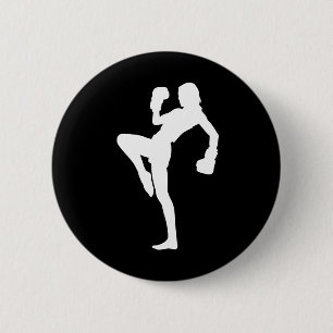 Kickboxing Women Is Striking Silhouette Design Is 2 Inch Round Button