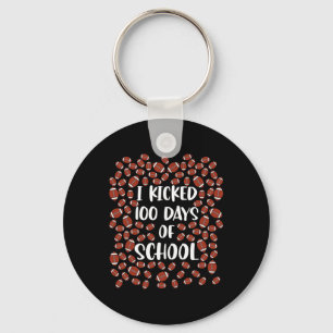 Kicked 100 Days Of School Football Player Student Keychain